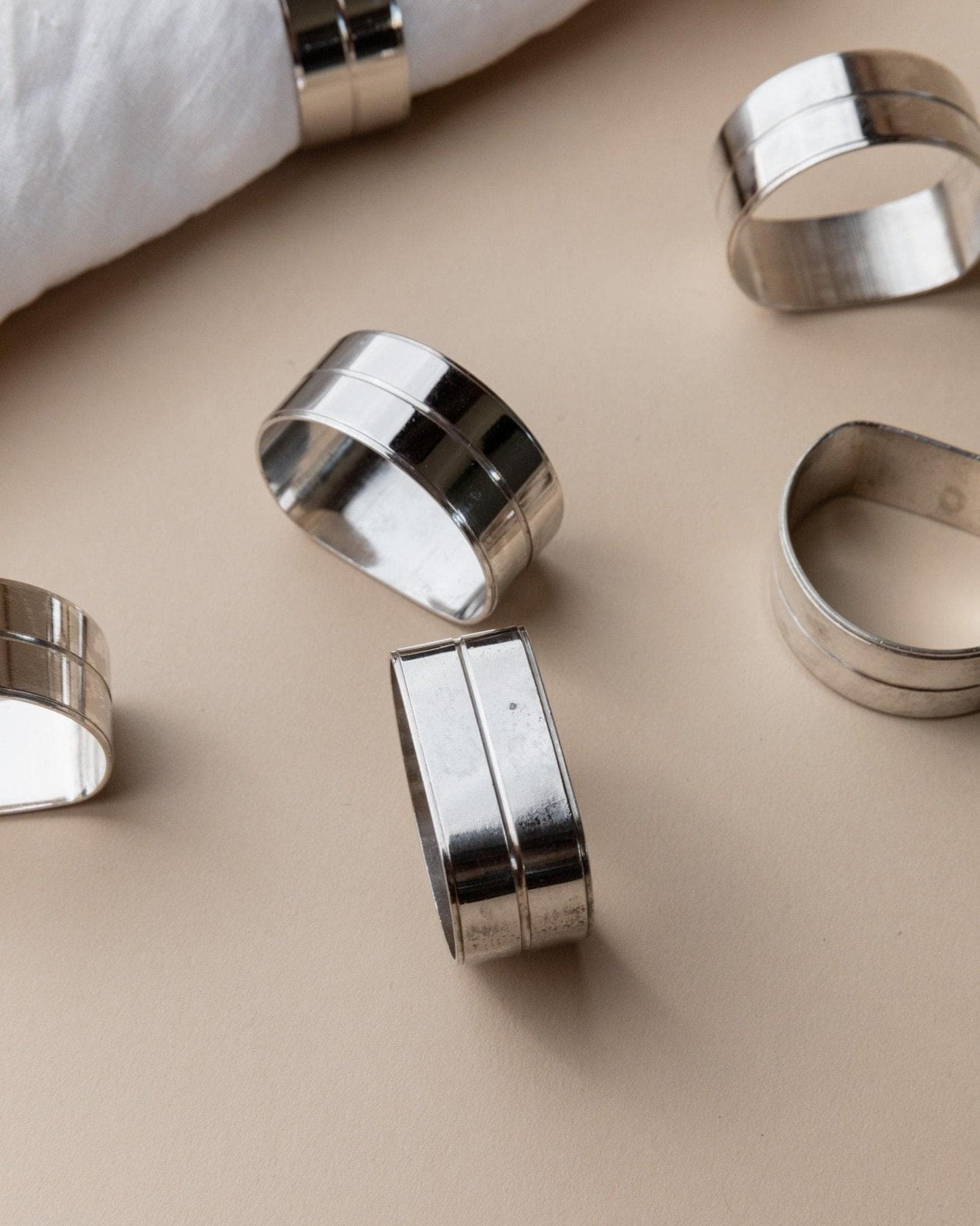 Vintage Serviettenring Chrom Italien 1970er von Studio Vilhelm Set von 6