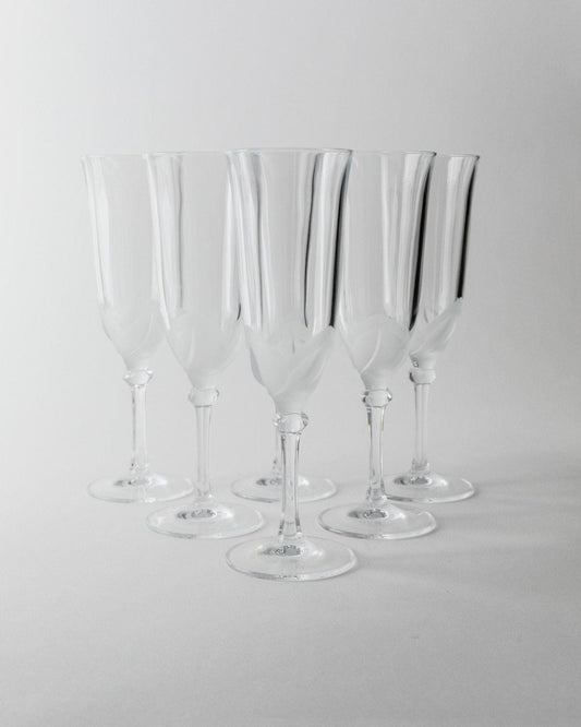 Vintage Champagne Glass Crystal by JG Durand France 1970s Set of 6