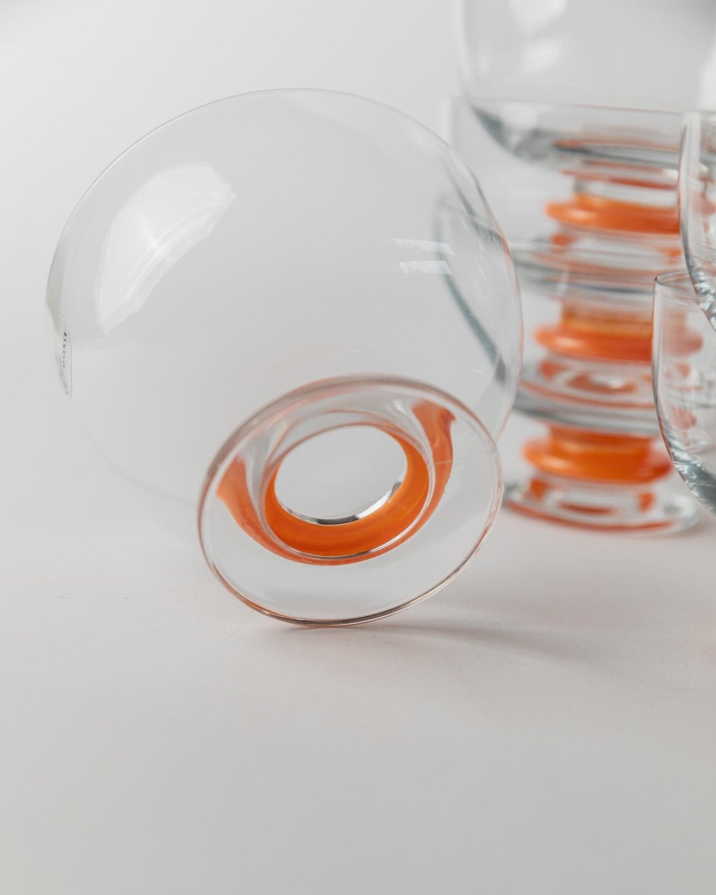 Set von 6 Vintage Trinkglas von Le Gocce, orange, Murano Glas, 1980er, Pop Art Design