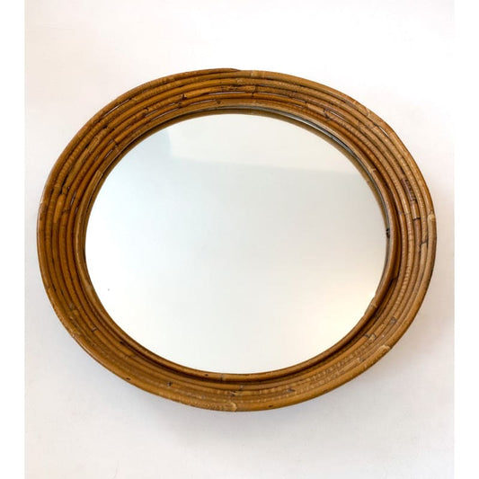 Runder Rattan-Wandspiegel Vintage - 2nd home