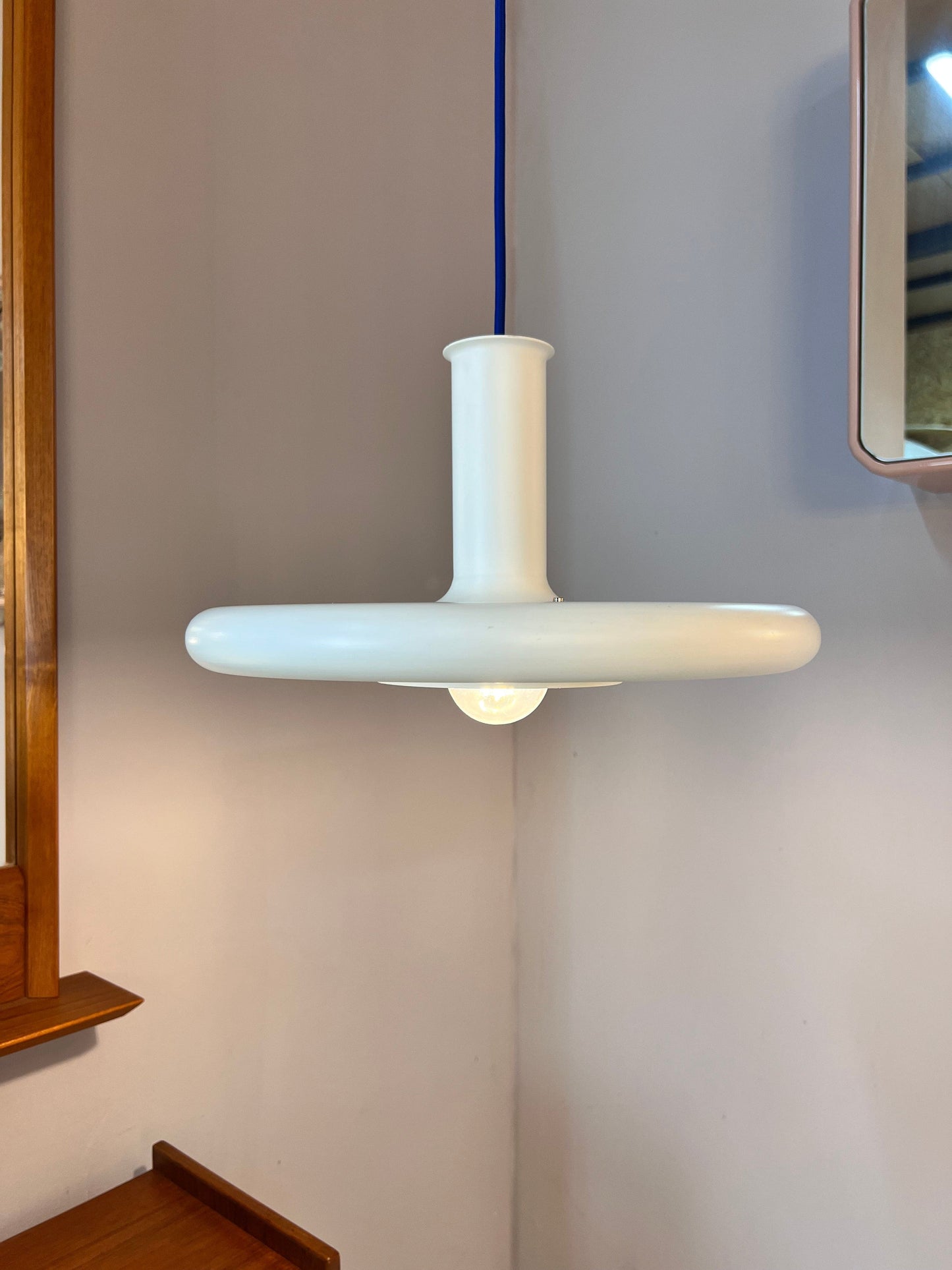 Hanging lamp “Optima” white by Hans Due for Fog & Mørup