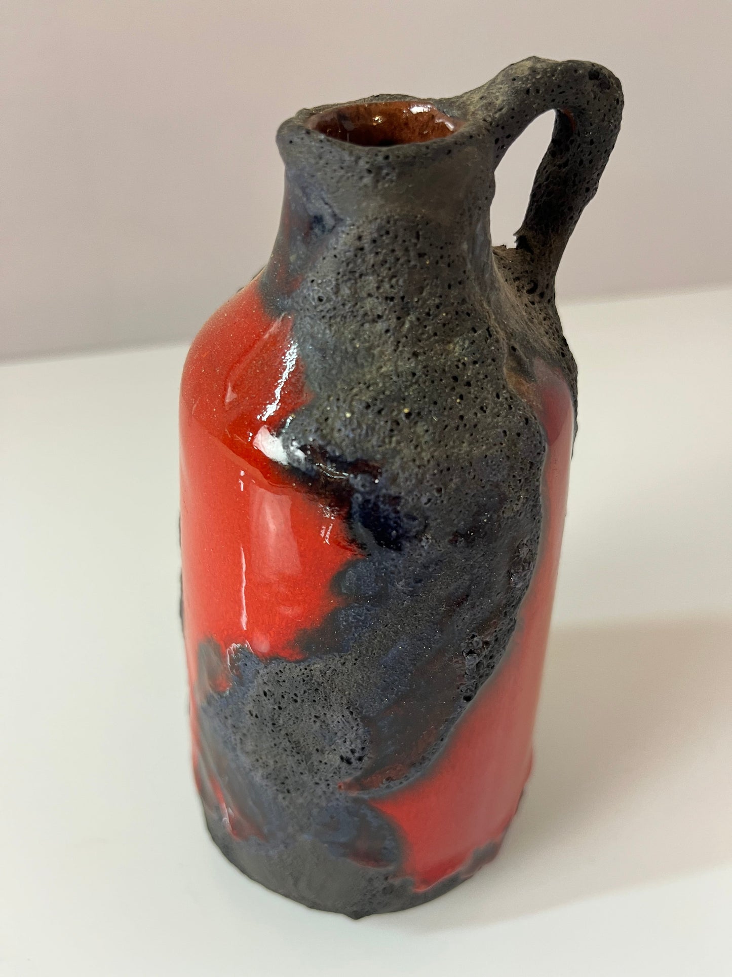 Vintage Vase Fat Lava von Marei Keramik rot dunkelbraun