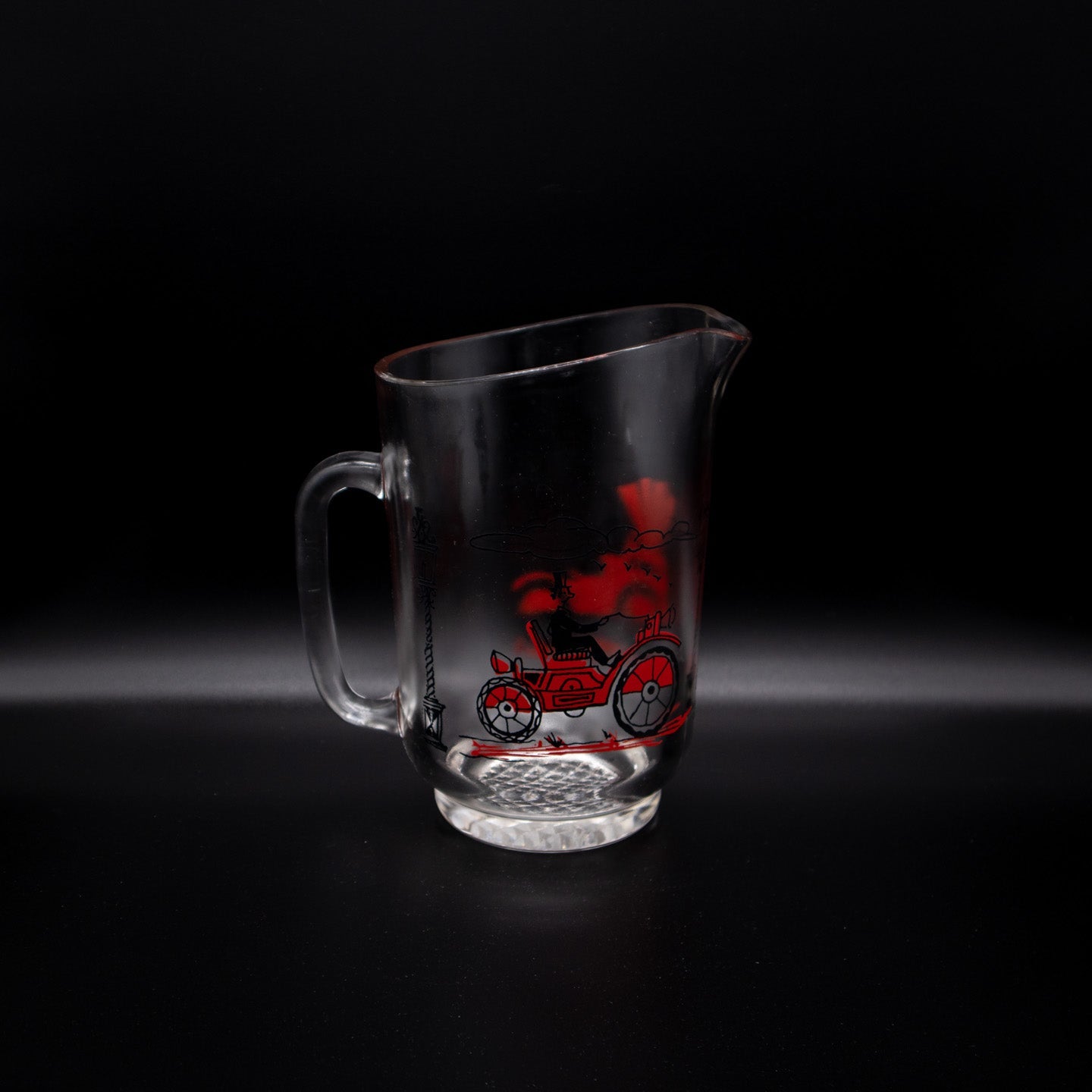 Vintage drinking glass set with automotives