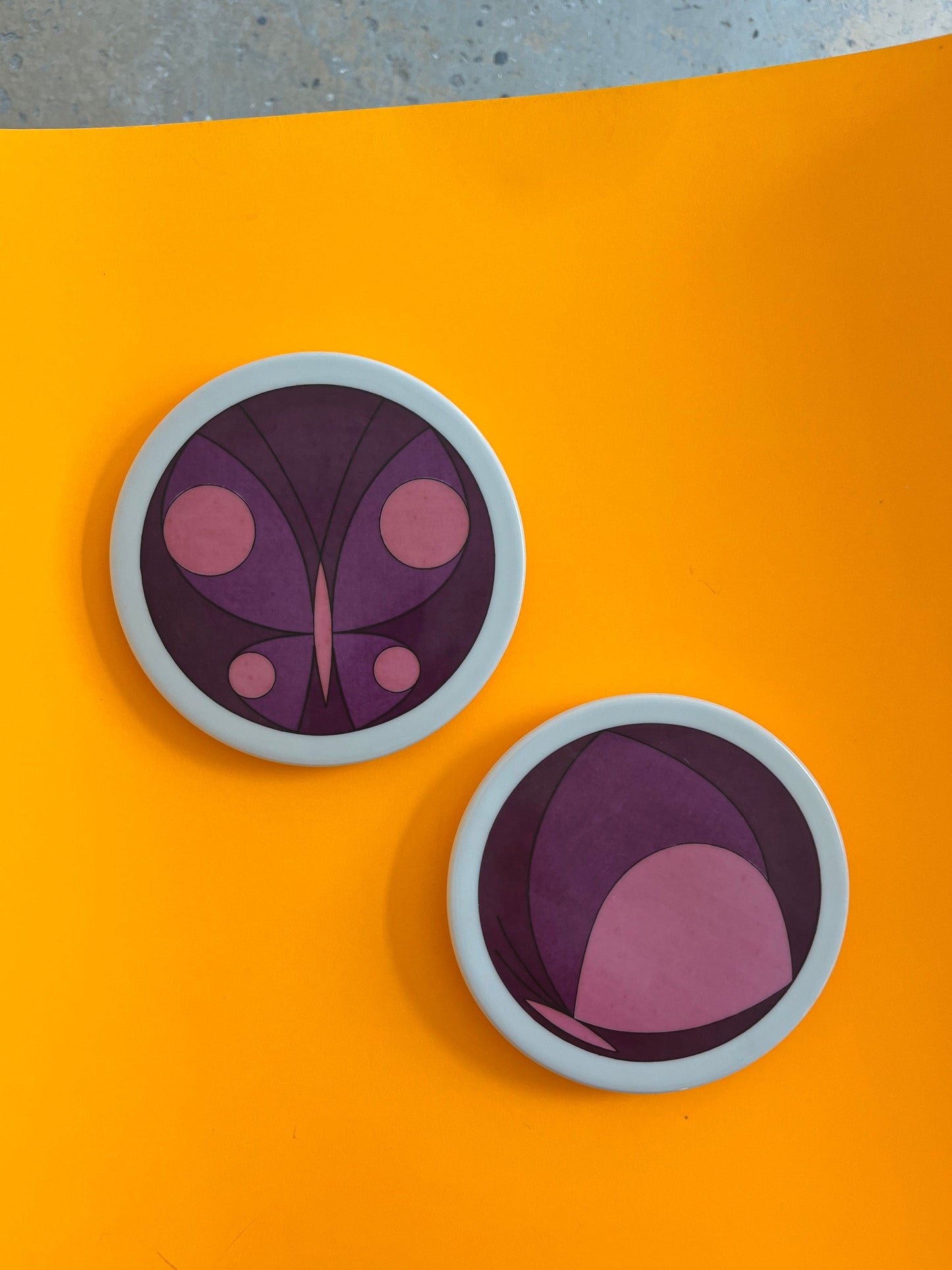 Vintage collector's plate butterfly by Ib Antoni for Bing & Grøndahl set of 2