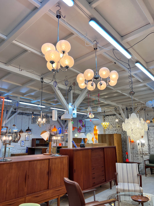 Vintage Kronleuchter mit 8 Kugeln von Richard Essig für Hustadt