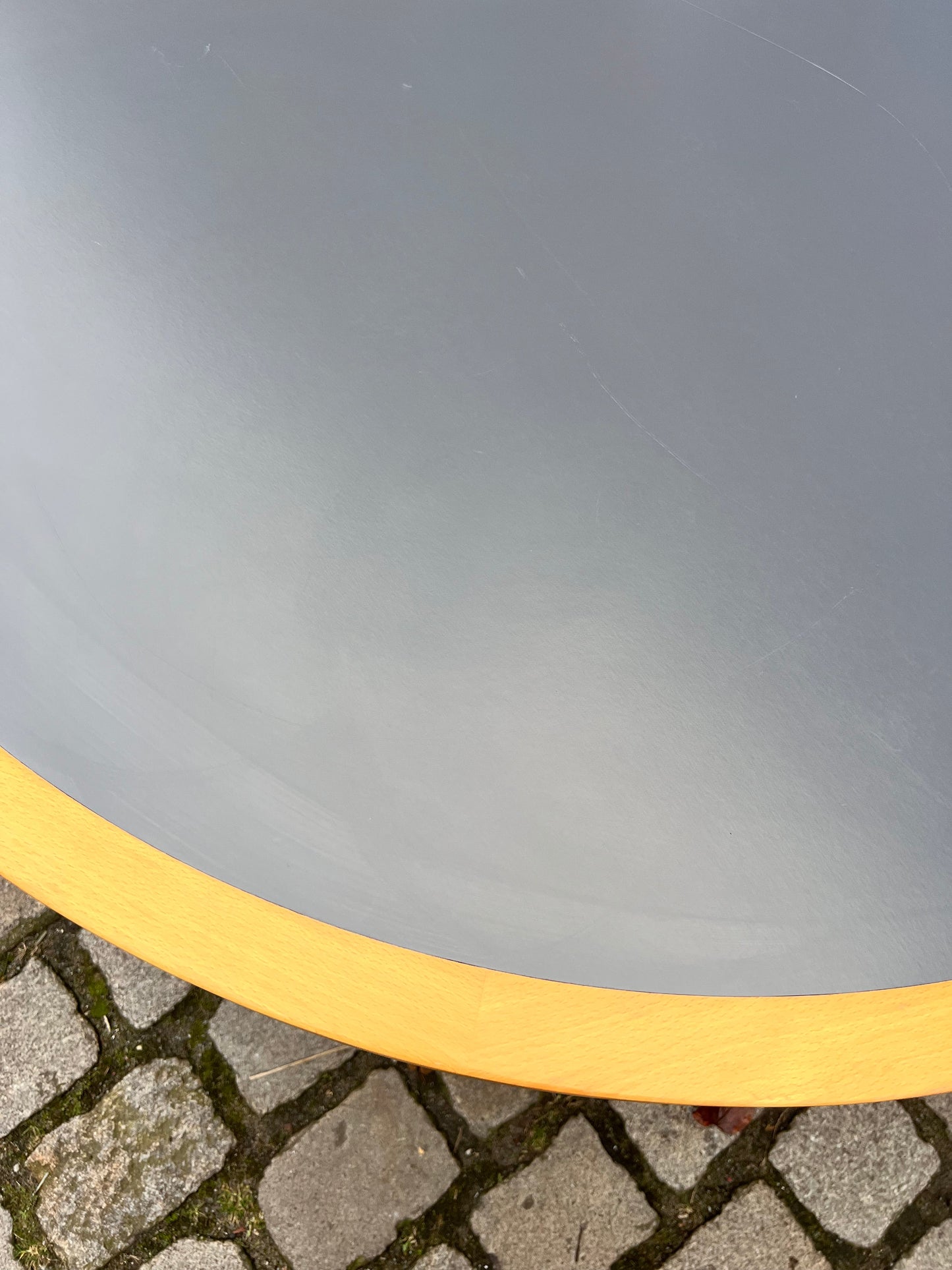 Vintage Esstisch halbrund grau von Rud Thygesen und Johnny Sørensen für Farstrup