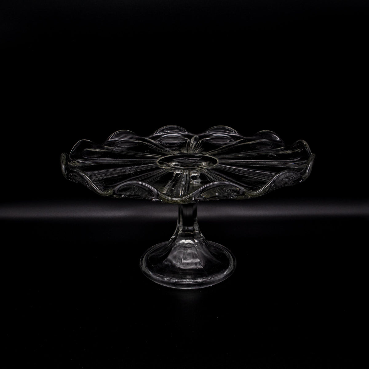 Vintage Kuchenständer aus Glas, Art Deco, ø 27 cm