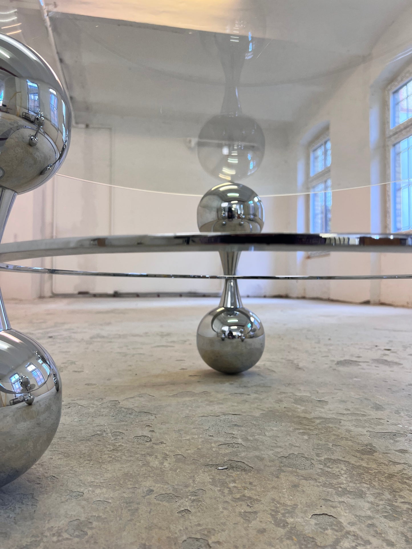 Vintage Couchtisch Chrom und Glas silber Pre-Loved