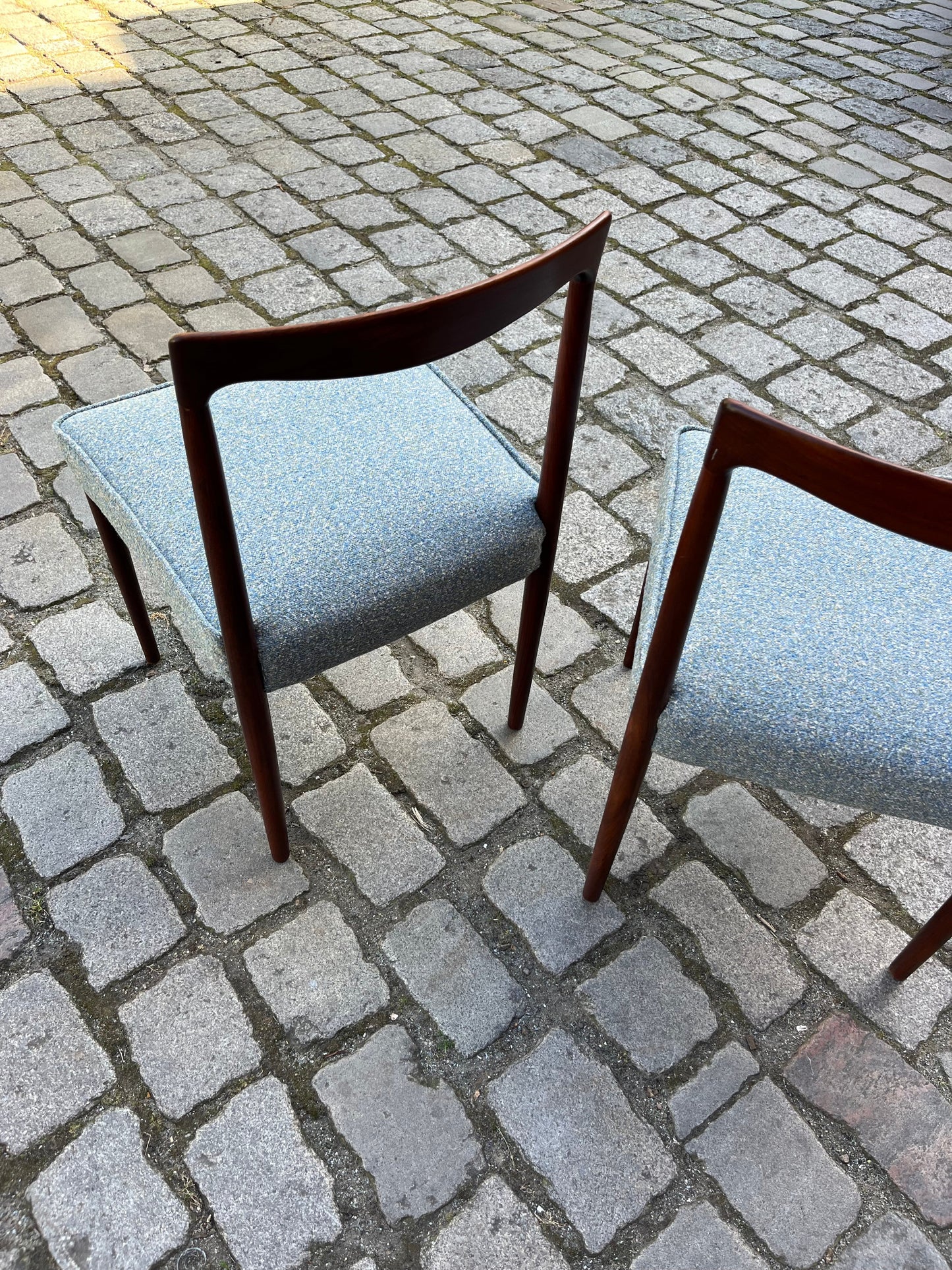 2x Polsterstuhl blau Palisander