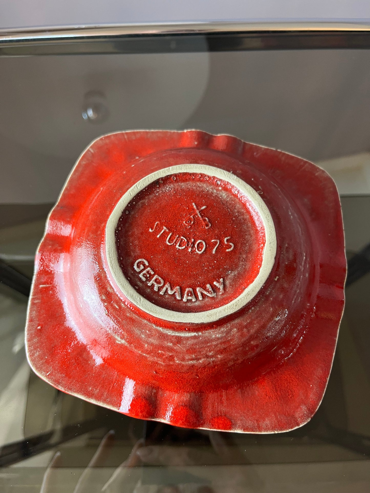 Vintage Aschenbecher Keramik orange von Dümler & Breiden