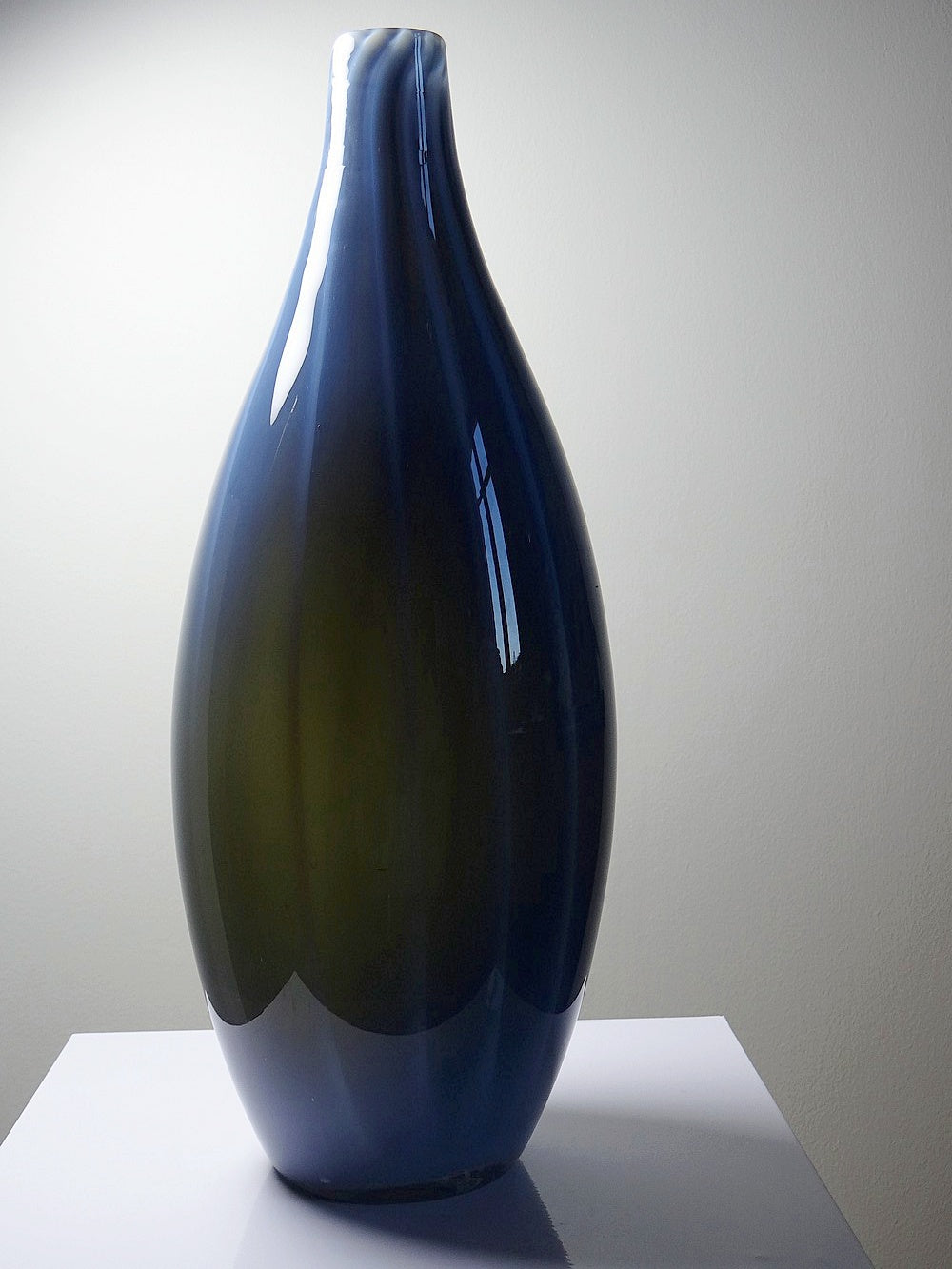 Vintage Vase Poire von Fratelli Toso für Fratelli Toso Rauchglas Opalin blau transparent