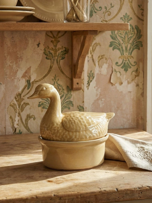 Vintage Terrine GEO von GEO für Paris France beige Ente Faïence