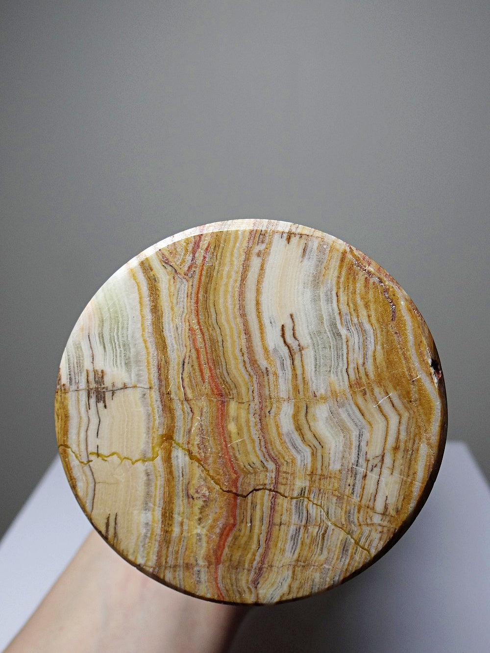 Vintage Vase aus gestreiftem grünem Onyx, Italien, Midcentury, grüne Dekoration