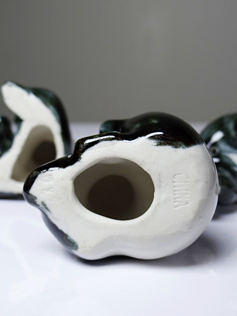 Vintage Porzellan Panda Figurine Set von 3 China Stempel handbemalt 1980er-90er