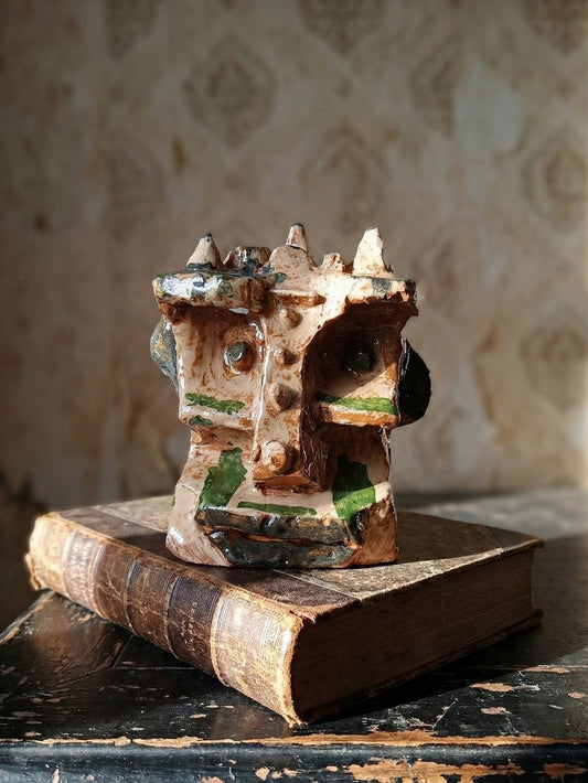 Vintage Skulptur anthropomorph "Patrick" für OrangeKunst glazed terracotta