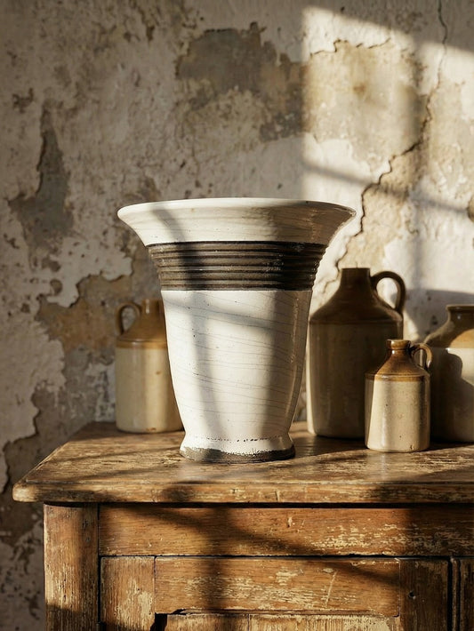 Vintage Lampe Keramos von René Hénon für Keramos Sèvres Raku beige braun grau