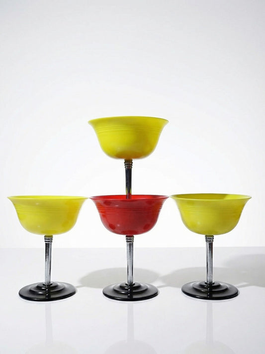 Vintage Art Déco Dessertschale Set von 4 und Catalin Gelbgeschirr