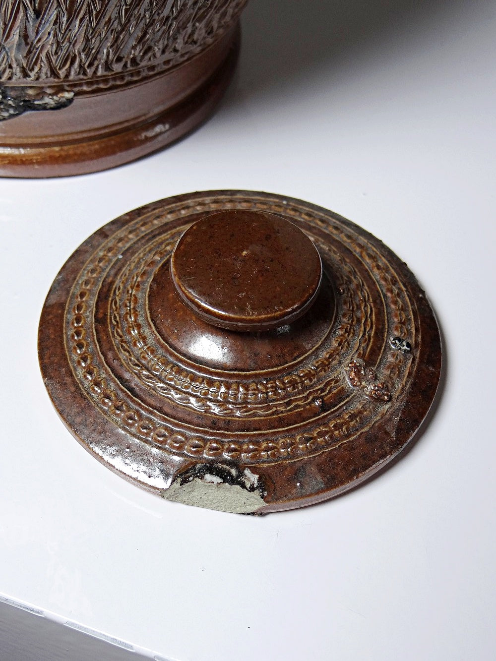 Vintage Wasserkrug von Beauvais oder Bonny für Beauvais oder Bonny, braun glasiert, silberglanz