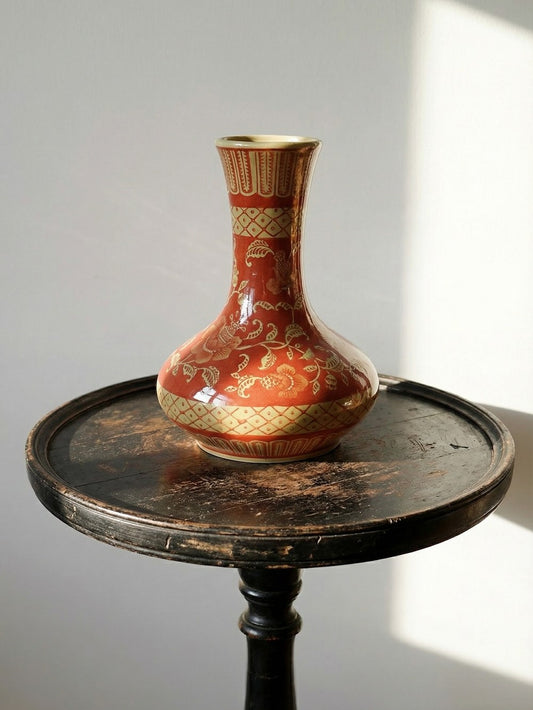 Vintage Vase Chinois Rot Vintage rot, orange-rot, sandfarben Keramik