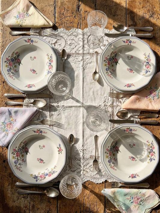 Vintage Suppenteller Set von 4 von Bernardaud multicolor floral Limoges Porzellan