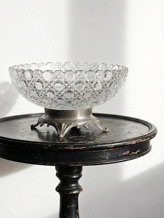 Vintage Pressglasschale von Baccarat für Geschirr, durchsichtig