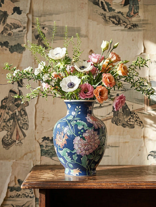 Vintage Vase aus chinesischem Porzellan mit floralem Dekor