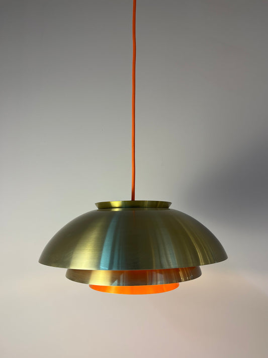 Vintage Lamellenlampe aus Dänemark gold orange