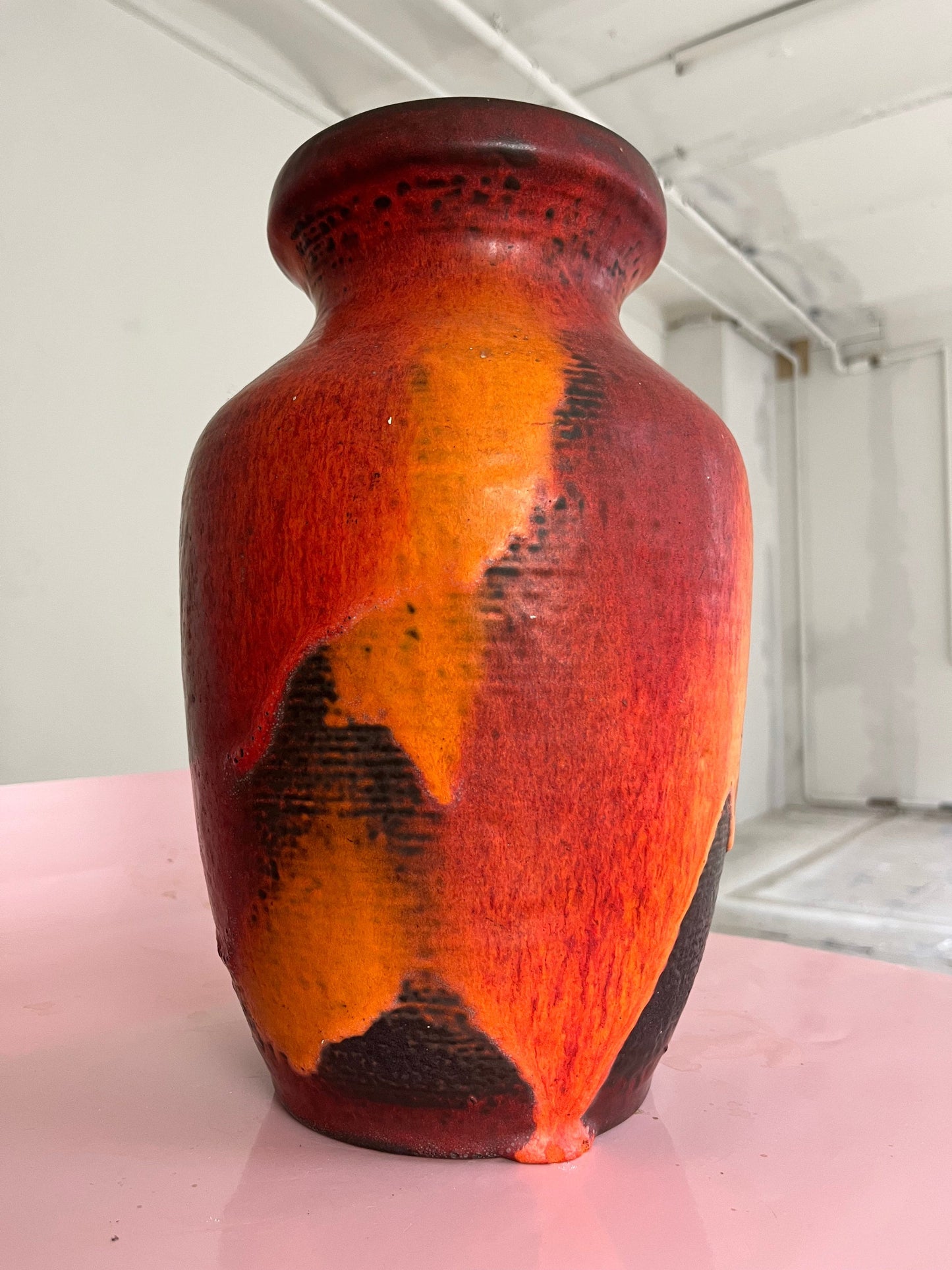 Vintage vase 7312-30 Fat Lava orange red from Carstens Keramik West Germany