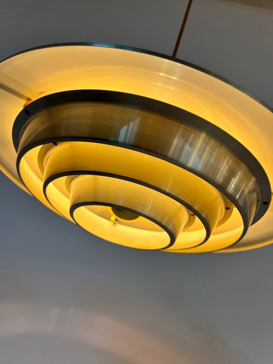 Vintage Lamellenlampe von Erik Jensen für Teknika silber