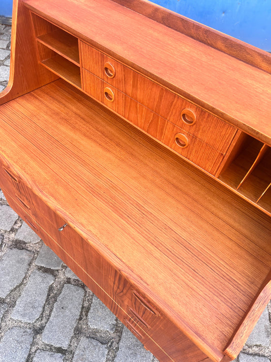 Vintage Sekretär Teak aus Dänemark mit Schloss