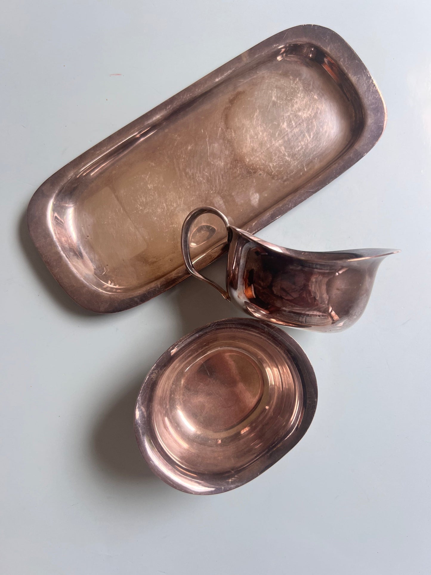 Vintage sugar bowl and milk jug on tray by COHR Denmark Set of 2