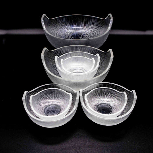 Großes 8er Schüssel Set von Hoya Crystal, leicht von oben fotografiert