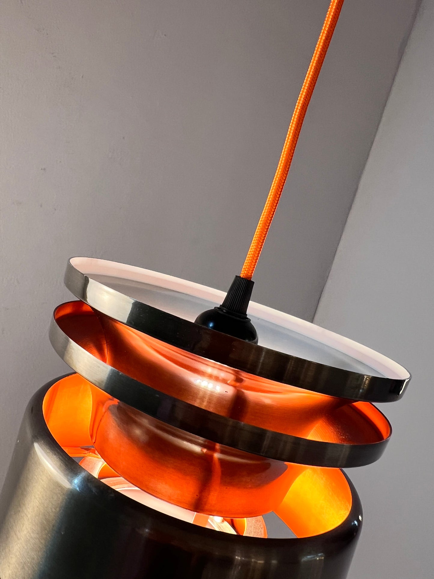 Vintage Hängelampe von Carl Thore für Granhaga orange anthrazit