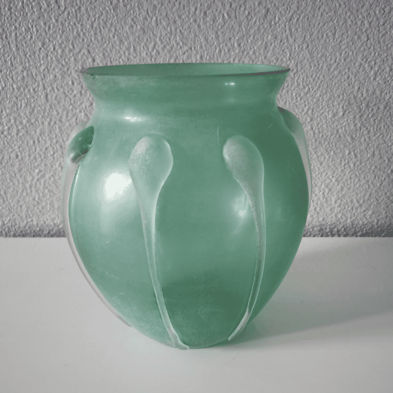 Vase Vintage en Pâte de Verre Turquoise