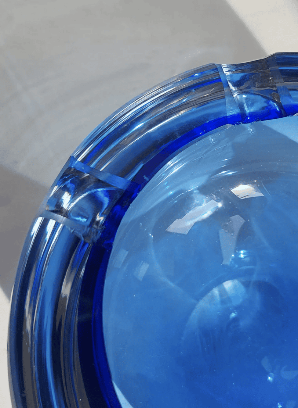 Vintage Ashtray Murano Glass Blue Transparent