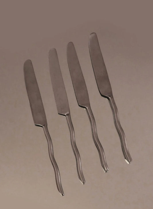 Vintage Messer Set von 4 Wavy