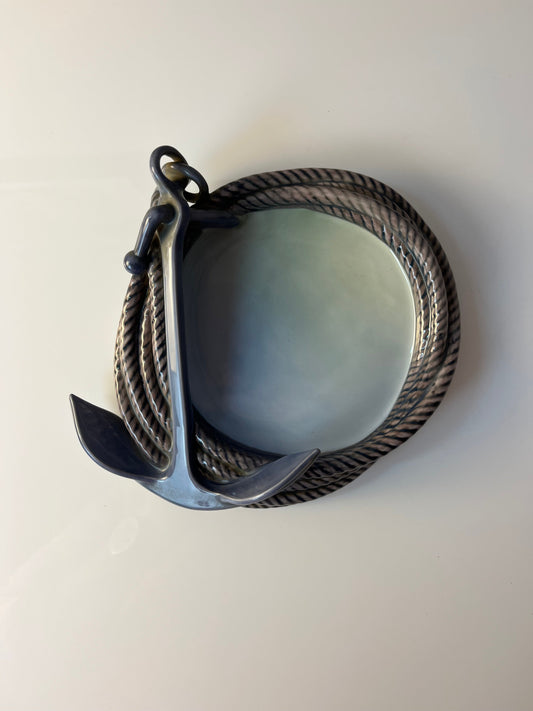 Vintage Porzellanschale Tau und Anker Modell 2377 von Bing und Grøndahl