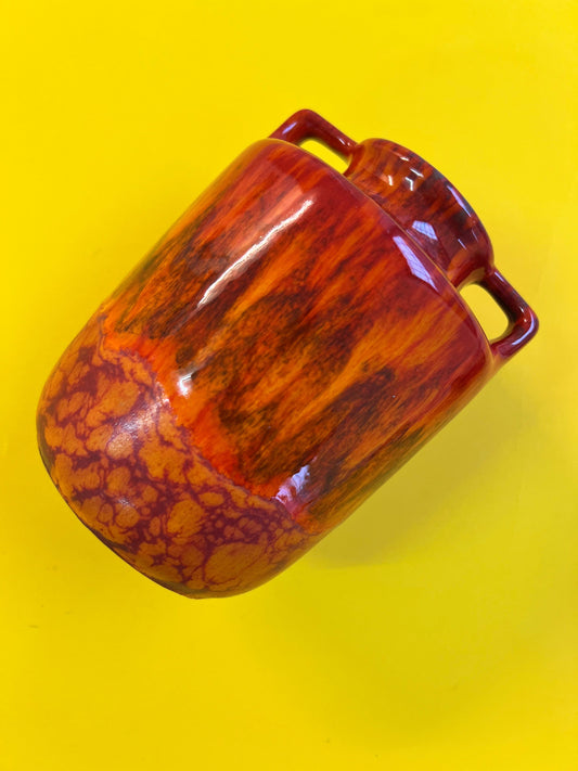 Vase vintage flamme orange rouge par Scheurich Allemagne de l'Ouest