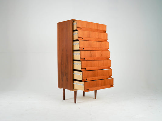 Vintage Teak Kommode Tallboy, Mid-Century Modern