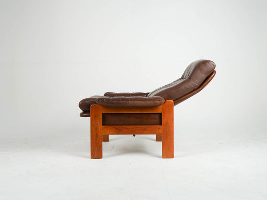 Vintage Sessel aus Teak und Leder, Dänisches Design
