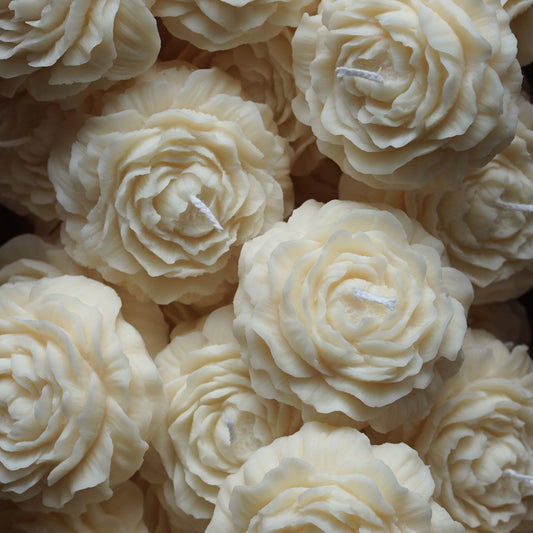 Handgefertigte Kerze Rosen Rapswachs aus Deutschland vegan ohne Duft