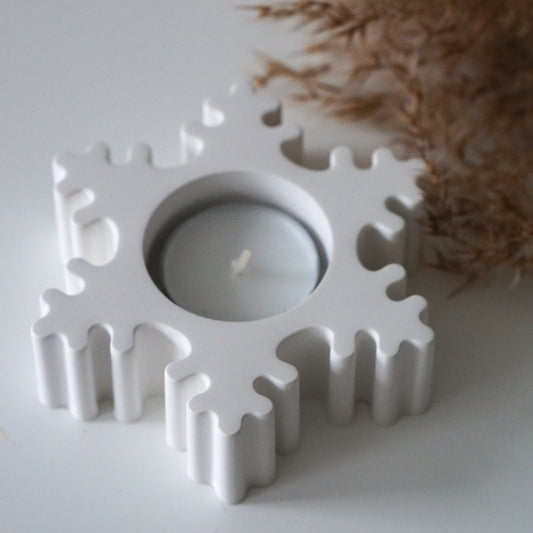 Handmade snowflake tealight holder