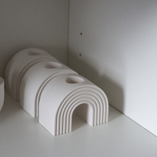 Handgefertigter Stabkerzenhalter Regenbogen 10x6cm