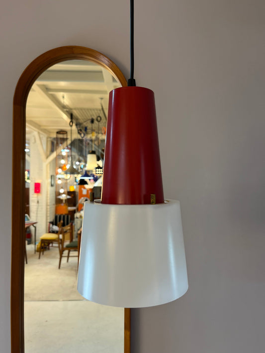 Vintage kitchen lamp red white plastic by Philips Holland