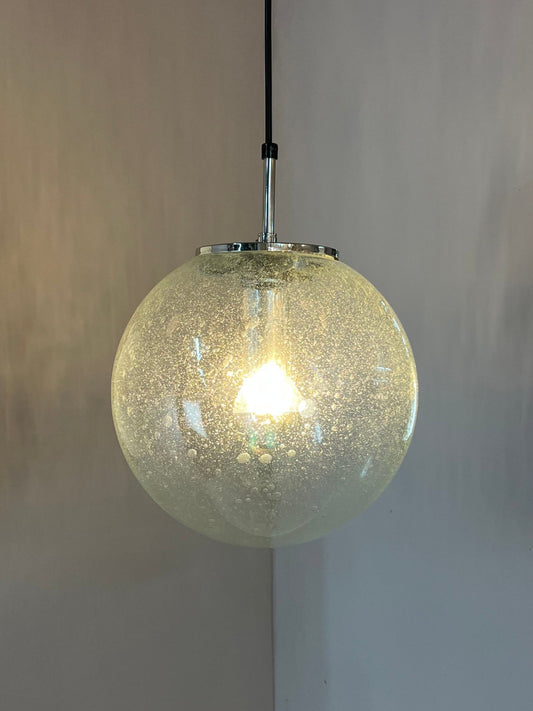 Vintage Kugellampe Einschlussglas Chrom von Glashütte Limburg
