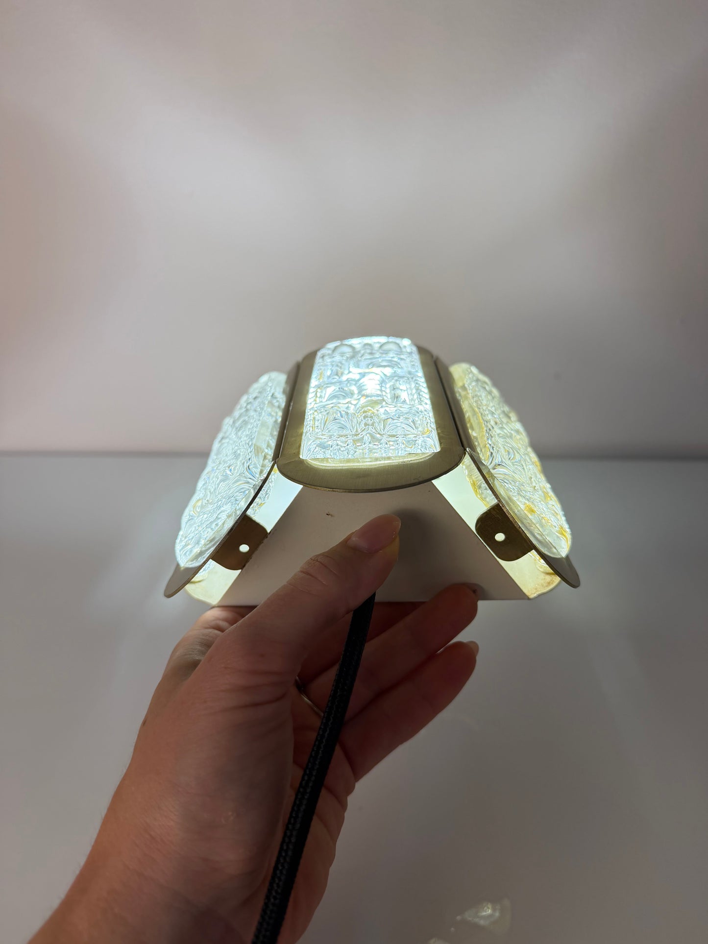 Vintage Wandlampe gold Glas von Vitrika