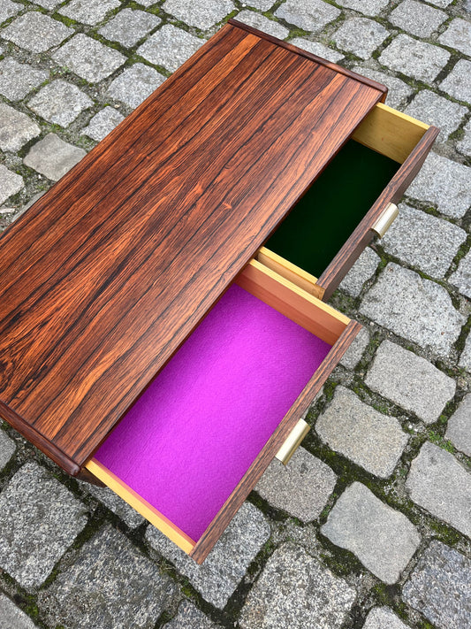 Vintage Lowboard Palisander mit Messinggriffen