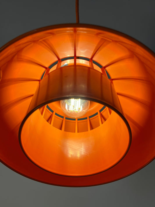 Vintage Hängelampe Minisol von K. Kewo für Nordisk Solar, Orange