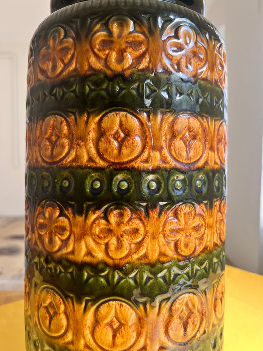 Vintage floor vase 289-47 green yellow by Scheurich West Germany