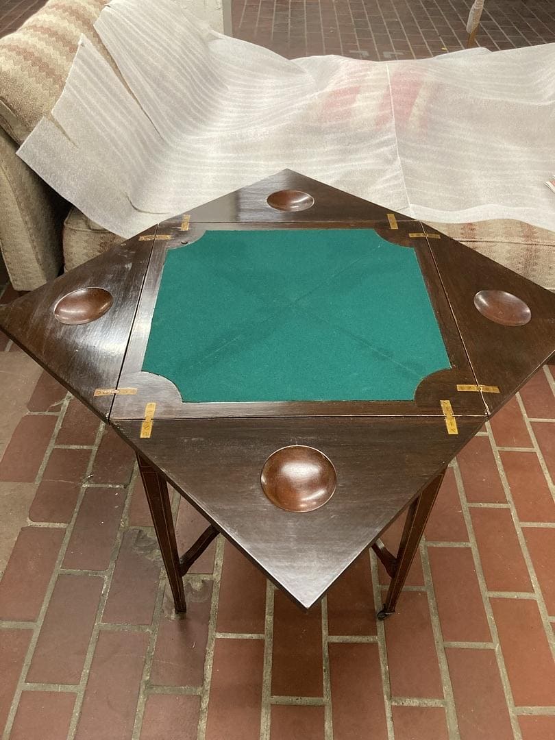 Vintage side table on wheels